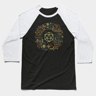 Polyhedral D20 Dice with Plants and Succulents Dungeons Crawler and Dragons Slayer Tabletop RPG Addict Baseball T-Shirt